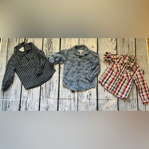 Kids Blue Button-Front Shirt with Playful Print Size 3T